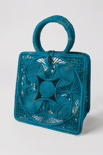 Mel Boteri Elisa Small Tote in Turquesa Deep Blue, front view